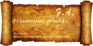 Friedenthal Arnold névjegykártya